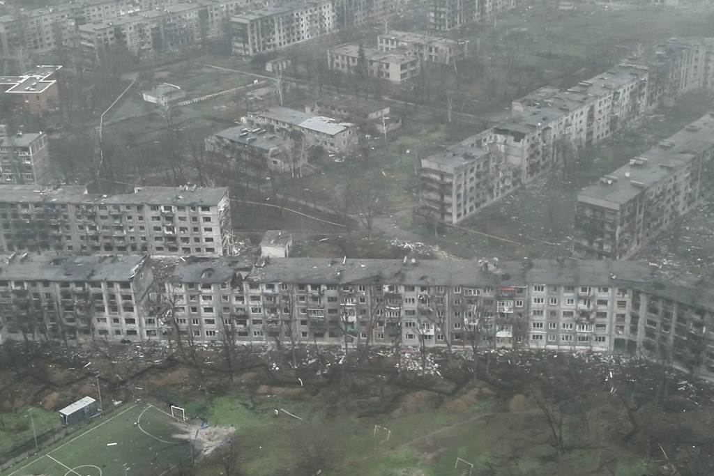 This image made from a December 2025 video provided by the Ukrainian Defense Forces shows the heavily-bombed city of Myrnohrad in eastern Ukraine's Donetsk region. (Ukrainian Defense Forces via AP)
