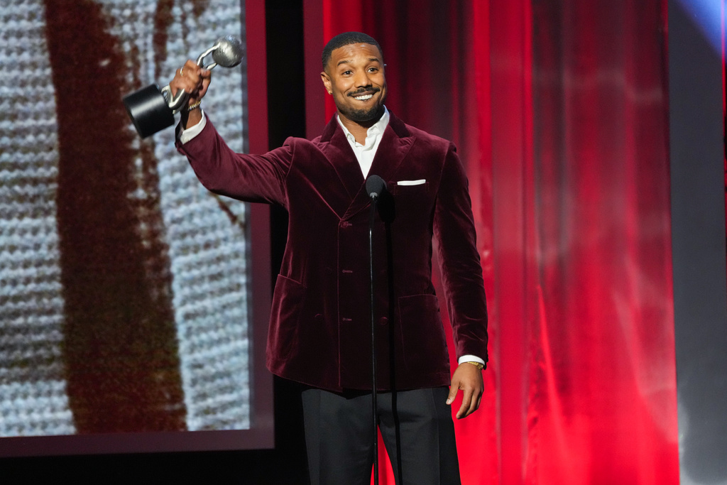 Michael B. Jordan accepts the award for outstanding actor in a motion picture for "Sinners" during the 57th NAACP Image Awards on Saturday, Feb. 28, 2026, in Pasadena, Calif. (AP Photo/Chris Pizzello)
