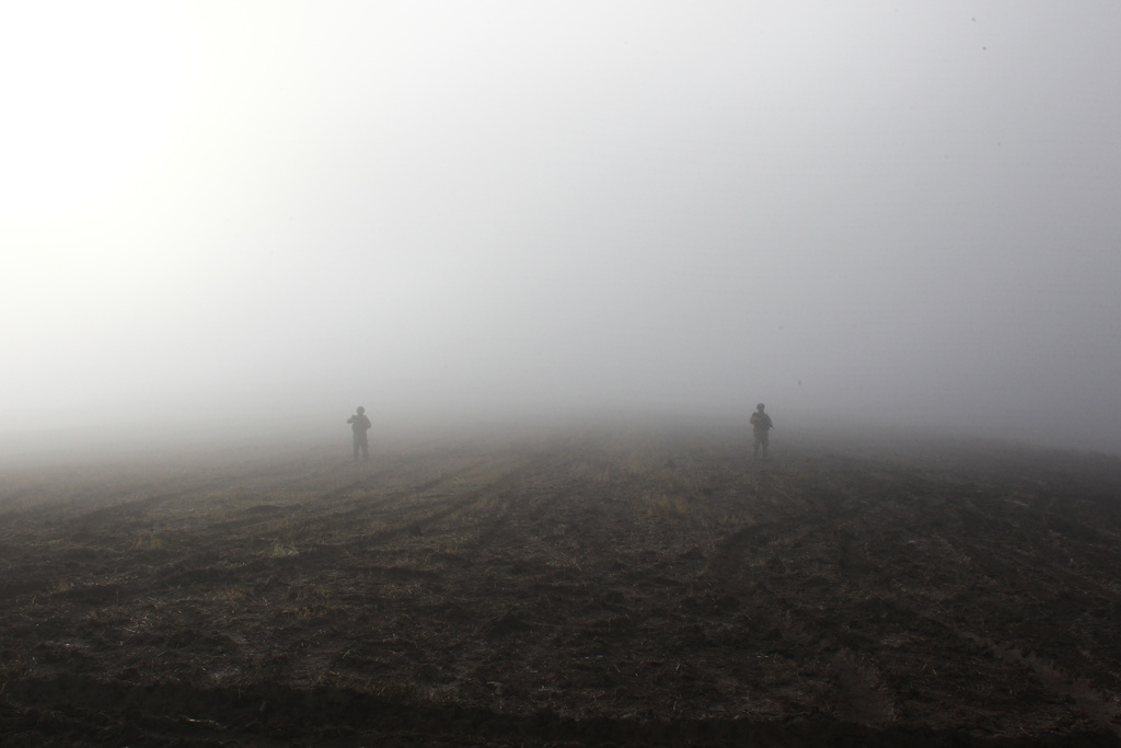 Turkish army soldiers stand guard as rescue teams search for the remains of a private jet carrying Libya's military chief and four others that crashed after taking off from Ankara, killing everyone on board, in Ankara, Turkey, early Wednesday, Dec. 24, 2025. (AP Photo/Efekan Akyuz)