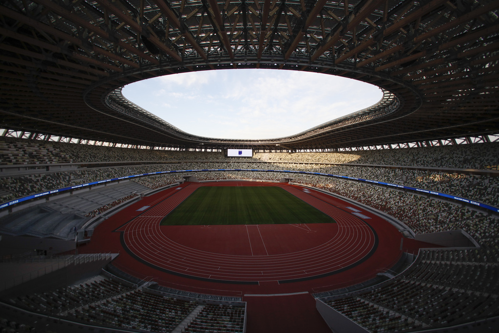 FILE - A general view of the new National Stadium is seen on Dec. 15, 2019, in Tokyo. (AP Photo/Jae C. Hong, File)
