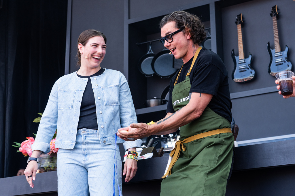 Hilary Knight, left, and Gavin Rossdale attend BottleRock Napa Valley on Sunday, May 24, 2026, at the Napa Valley Expo in Napa, Calif. (Photo by Amy Harris/Invision/AP)