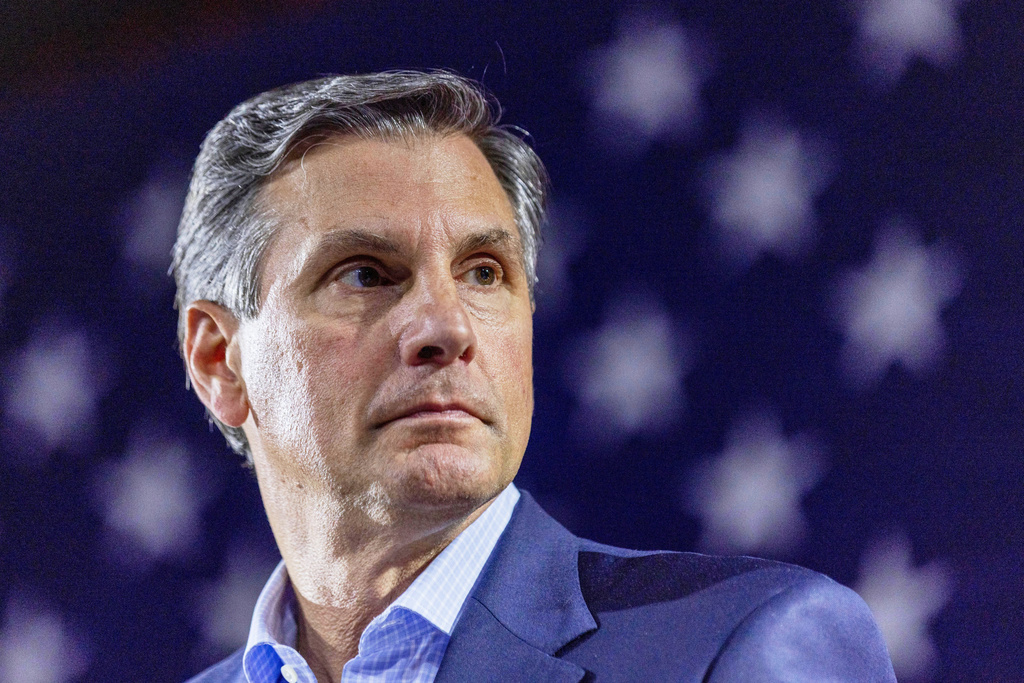 FILE - Derek Dooley, a Republican candidate for Senate in Georgia, attends an Atlanta Young Republicans campaign event, Feb. 12, 2026, in Atlanta. (AP Photo/Alyssa Pointer, File)