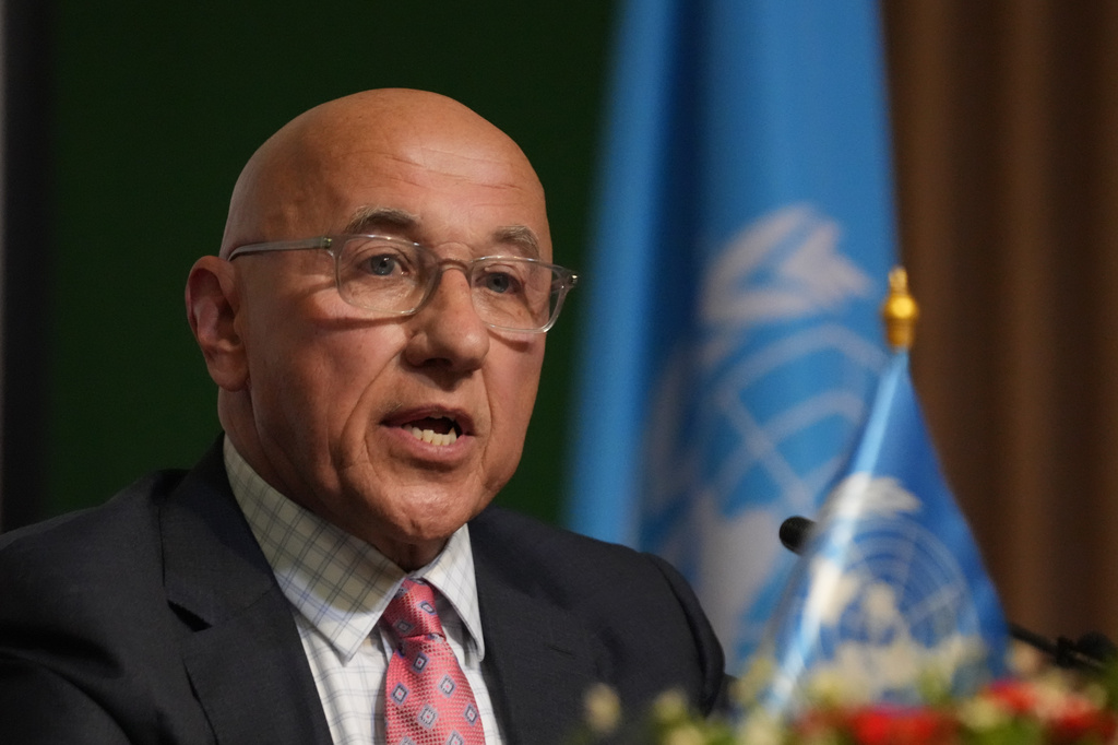 U.N. Special Rapporteur on the situation of human rights Tom Andrews speaks during a press conference in Phnom Penh Cambodia, Friday, July 31, 2026. (AP Photo/Heng Sinith)