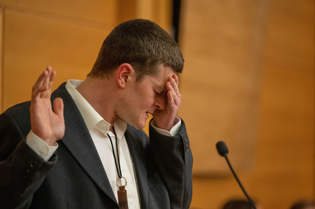 This image released by Sony Pictures Classics shows Robert Aramayo in a scene from "I Swear." (Graeme Hunter/Sony Pictures Classics via AP)