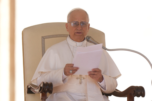 Pope Leo XIV holds his weekly general audience in St. Peter's Square, at the Vatican, Wednesday, Oct. 8, 2025. (AP Photo/Andrew Medichini) Pope Leo XIV holds his weekly general audience in St. Peter's Square, at the Vatican, Wednesday, Oct. 8, 2025. (AP Photo/Andrew Medichini)