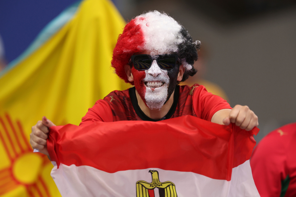 A Egypt's fan ahead the World Cup round of 32 soccer match between Australia and Egypt in Arlington, Texas, near Dallas, Friday, July 3, 2026. (AP Photo/Sam Hodde)