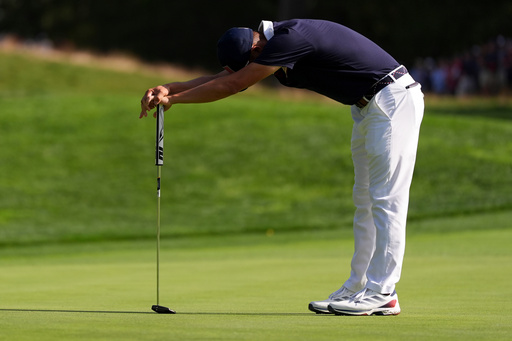 United States' Collin Morikawa reacts after missing a putt on the 13th hole at Bethpage Black golf course during the Ryder Cup golf tournament, Saturday, Sept. 27, 2025, in Farmingdale, N.Y. (AP Photo/Lindsey Wasson) United States' Collin Morikawa reacts after missing a putt on the 13th hole at Bethpage Black golf course during the Ryder Cup golf tournament, Saturday, Sept. 27, 2025, in Farmingdale, N.Y. (AP Photo/Lindsey Wasson)