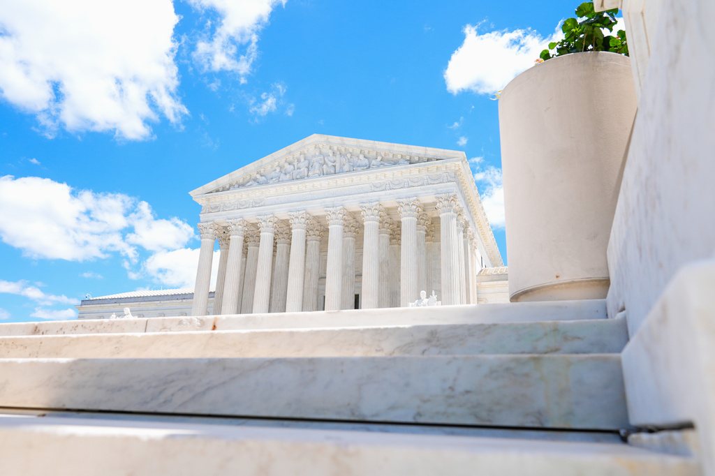 The U.S. Supreme Court is seen Friday, May 15, 2026, in Washington. (AP Photo/Mariam Zuhaib)