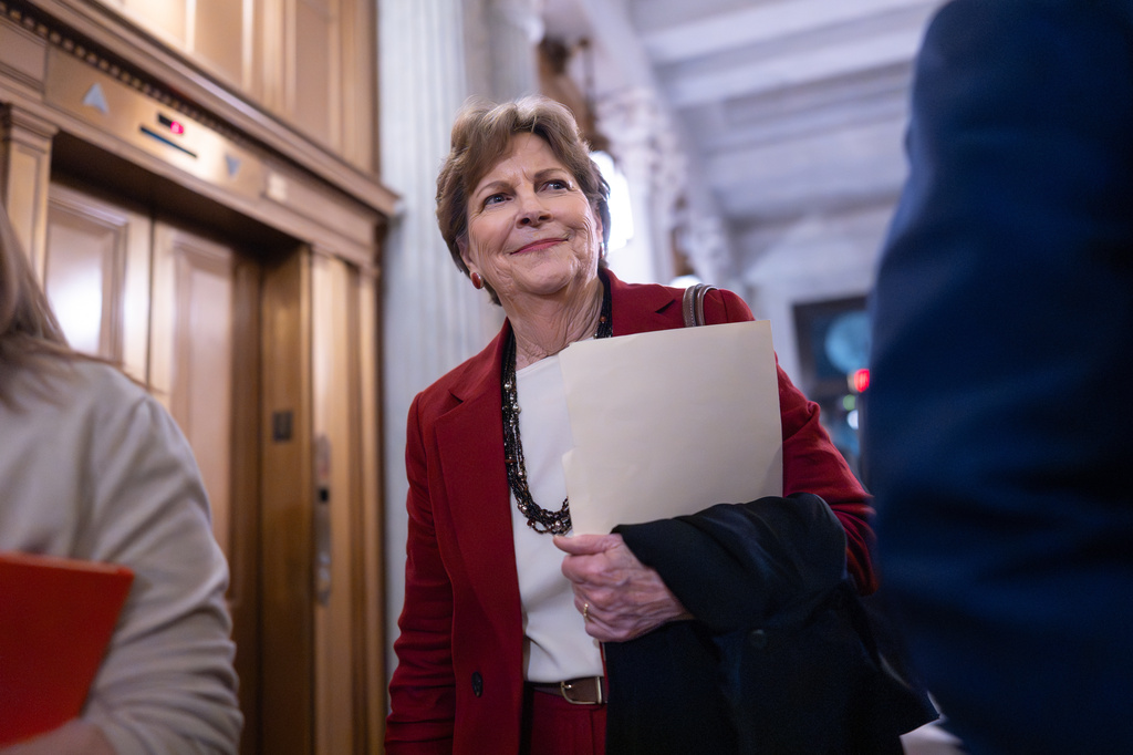 Sen. Jeanne Shaheen, D-N.H., arrives at the chamber as the Senate works to bring the longest government shutdown in U.S. history to an end after a bipartisan compromise, at the Capitol in Washington, Monday, Nov. 10, 2025. (AP Photo/J. Scott Applewhite)