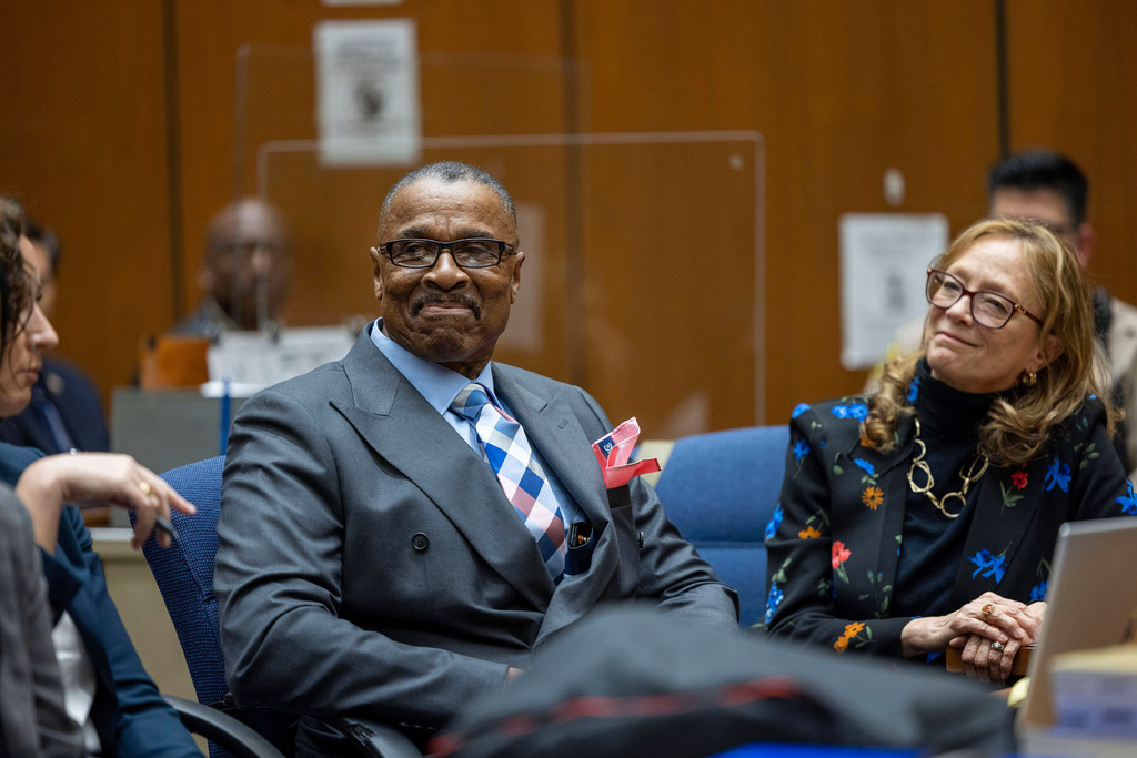 FILE - Maurice Hastings, who spent more than 38 years behind bars for a 1983 murder he did not commit, appears at a court in Los Angeles where a judge officially found him to be factually innocent on March 1, 2023. (J. Emilio Flores/Cal State LA News Service via AP, Pool)