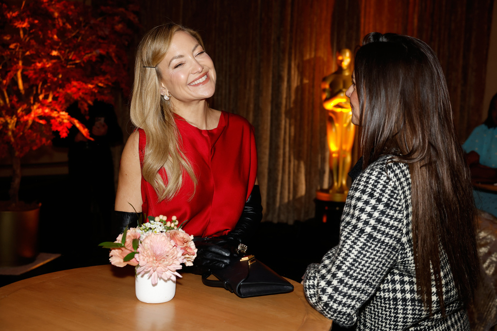 Kate Hudson, left, attends the 98th Academy Awards Oscar nominees luncheon on Tuesday, Feb. 10, 2026, at the Beverly Hilton Hotel in Beverly Hills, Calif. (Photo by Caroline Brehman/Invision/AP)
