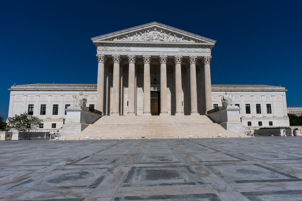 The Supreme Court is seen in Washington, Monday, May 18, 2026. (AP Photo/J. Scott Applewhite)