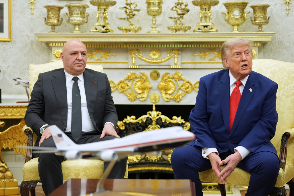 President Donald Trump speaks during a meeting with Lebanese President Joseph Aoun in the Oval Office at the White House, Tuesday, July 21, 2026, in Washington. (AP Photo/Mark Schiefelbein)
