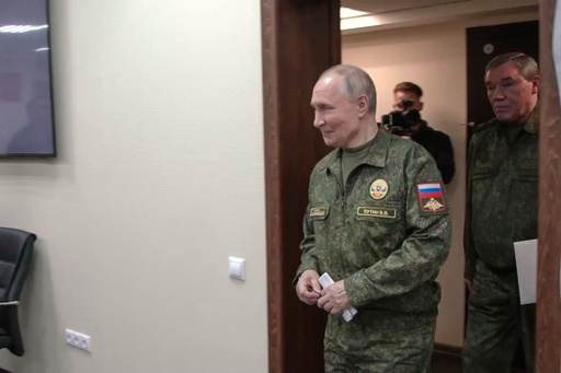 In this image made from video provided by the Russian Presidential Press Office on Sunday, Oct. 26, 2025, Russian President Vladimir Putin, centre, and Russian Chief of General Staff Gen. Valery Gerasimov arrive to visit one of the command posts of the Joint Group of Forces. (Russian Presidential Press Office via AP) In this image made from video provided by the Russian Presidential Press Office on Sunday, Oct. 26, 2025, Russian President Vladimir Putin, centre, and Russian Chief of General Staff Gen. Valery Gerasimov arrive to visit one of the command posts of the Joint Group of Forces. (Russian Presidential Press Office via AP)