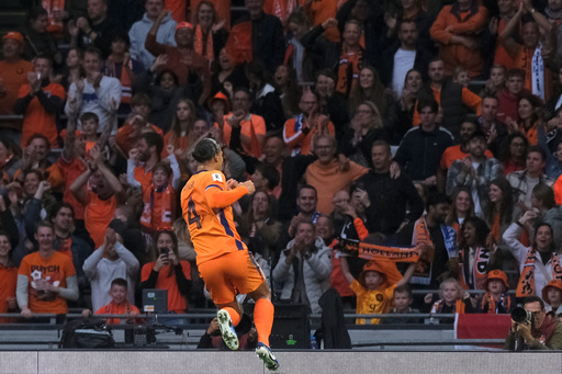 Netherlands' Virgil van Dijk celebrates after scoring his side's second goal during a World Cup 2026 group G qualifying soccer match between the Netherlands and Finland in Amsterdam, Sunday, Oct. 12, 2025. (AP Photo/Patrick Post) Netherlands' Virgil van Dijk celebrates after scoring his side's second goal during a World Cup 2026 group G qualifying soccer match between the Netherlands and Finland in Amsterdam, Sunday, Oct. 12, 2025. (AP Photo/Patrick Post)