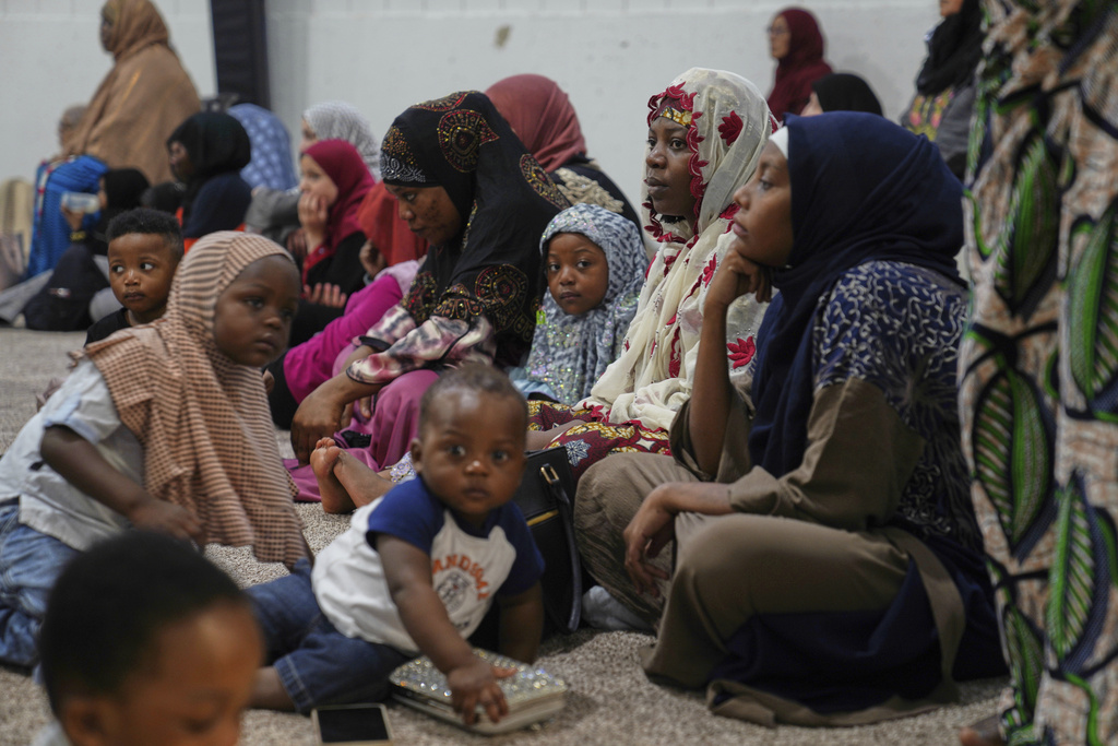 Families attend Friday prayer at the Islamic Center of Cedar Rapids on Friday, Aug. 8, 2025, in Cedar Rapids, Iowa. (AP Photo/Jessie Wardarski)