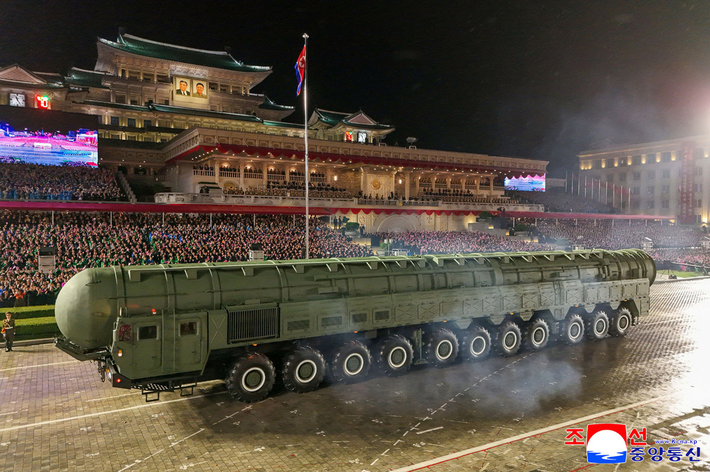 This photo provided by North Korean government shows what it says a new intercontinental ballistic missile called the Hwasong-20, during a military parade marking the 80th anniversary of the founding of the ruling Worker's Party, in Pyongyang, North Korea, Friday, Oct. 10, 2025. Independent journalists were not given access to cover the event depicted in this image distributed by the North Korean government. The content of this image is as provided and cannot be independently verified. Korean language watermark on image as provided by source reads: "KCNA" which is the abbreviation for Korean Central News Agency. (Korean Central News Agency/Korea News Service via AP)