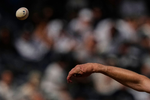 New York Yankees' Cam Schlittler pitches during the fifth inning of a baseball game against the Baltimore Orioles Saturday, Sept. 27, 2025, in New York. (AP Photo/Frank Franklin II) New York Yankees' Cam Schlittler pitches during the fifth inning of a baseball game against the Baltimore Orioles Saturday, Sept. 27, 2025, in New York. (AP Photo/Frank Franklin II)