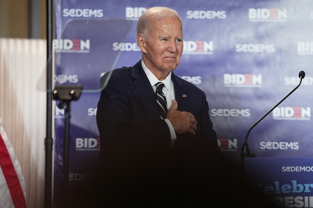 FILE - Former President Joe Biden speaks to the South Carolina Democratic Party, Feb. 27, 2026, in Columbia, S.C. (AP Photo/Matt Kelley, File)