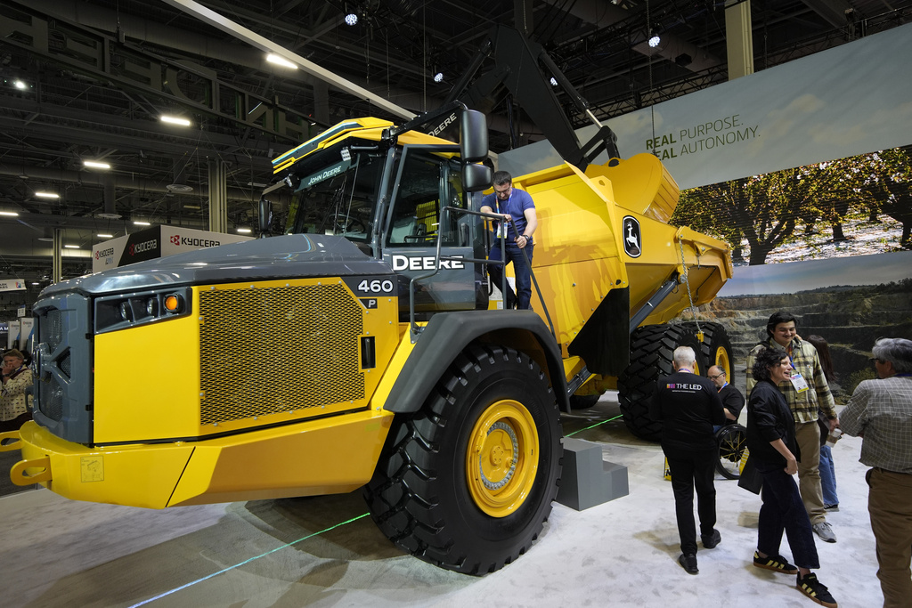 The Articulated Dump Truck is on display at the John Deere booth during the CES tech show Tuesday, Jan. 7, 2025, in Las Vegas. (AP Photo/John Locher)