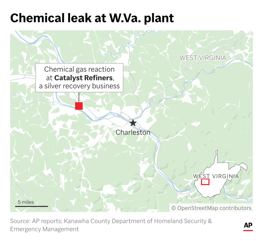 A chemical leak at the Catalyst Refiners plant near Charleston, West Virginia, killed two people and sent more than a dozen to hospitals Wednesday. (AP Digital Embed)