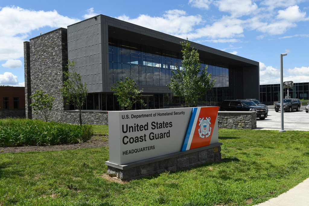 FILE - A view of the United States Coast Guard headquarters building in Washington, June 21, 2019. (AP Photo/Susan Walsh, File)