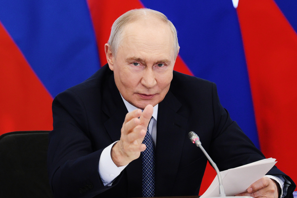 Russian President Vladimir Putin speaks at a research facility in Koltsovo near Novosibirsk, Russia, Tuesday, Aug. 11, 2026. (Gavriil Grigorov, Sputnik, Kremlin Pool Photo via AP, File)