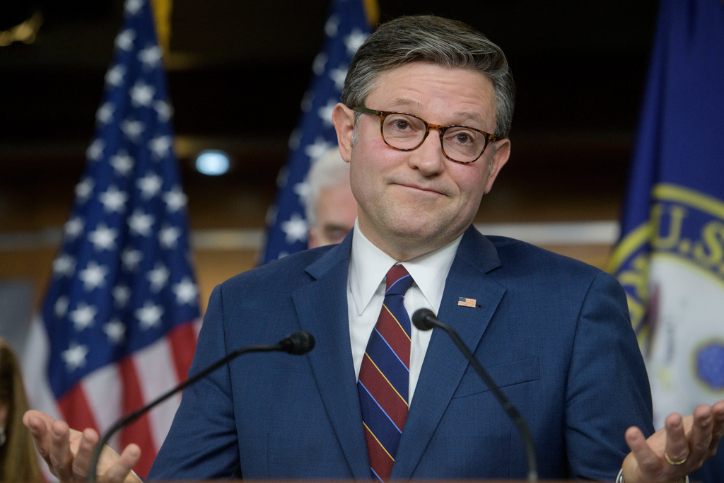 Speaker of the House Mike Johnson, R-La., speaks during a news conference at the Capitol, Tuesday, Jan. 13, 2026, in Washington. (AP Photo/Rod Lamkey, Jr.)