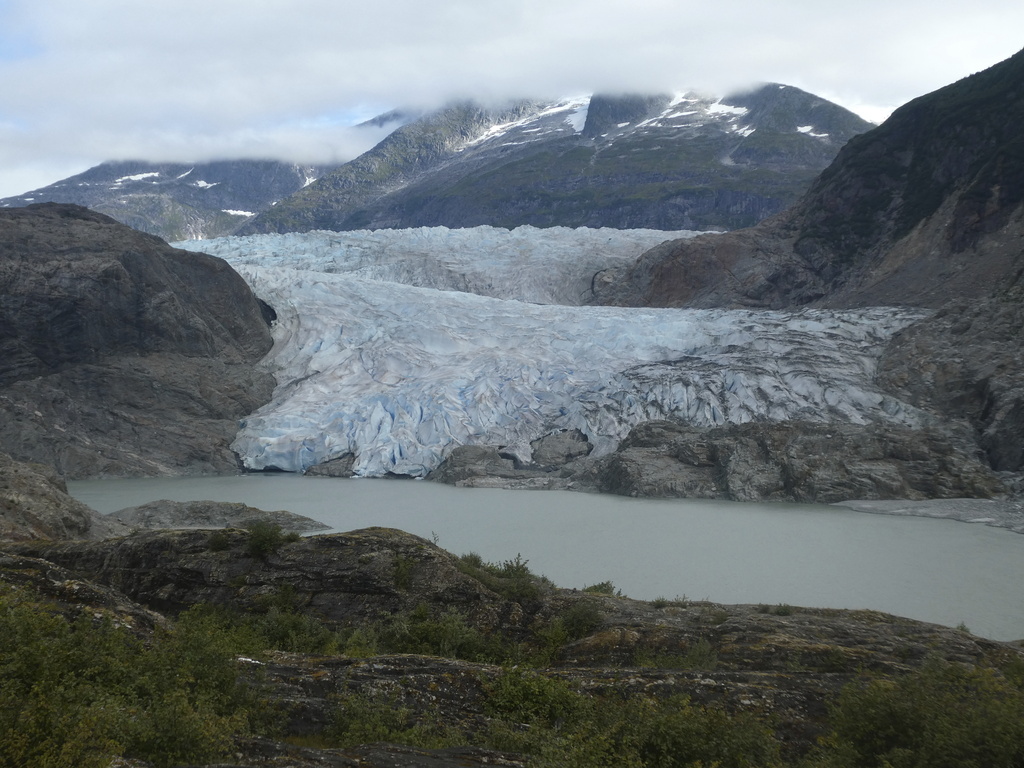 Mendenhall Glacier and Mendenhall Lake, shown here on Aug. 30, 2025, in Juneau, Alaska, are part of a recreation area that is popular with tourists and residents. (AP Photo/Becky Bohrer)
