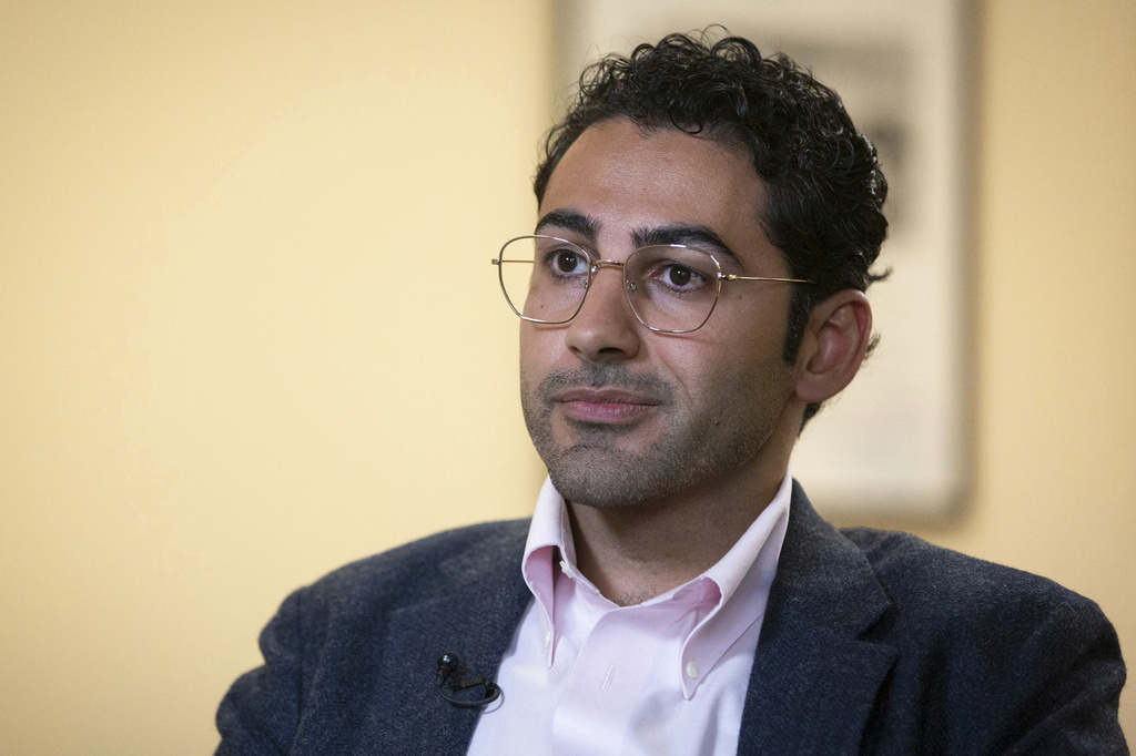 FILE - Mohsen Mahdawi speaks during an interview at the ACLU of Vermont on May 8, 2025, in Montpelier, Vt. (AP Photo/Alex Driehaus, File)