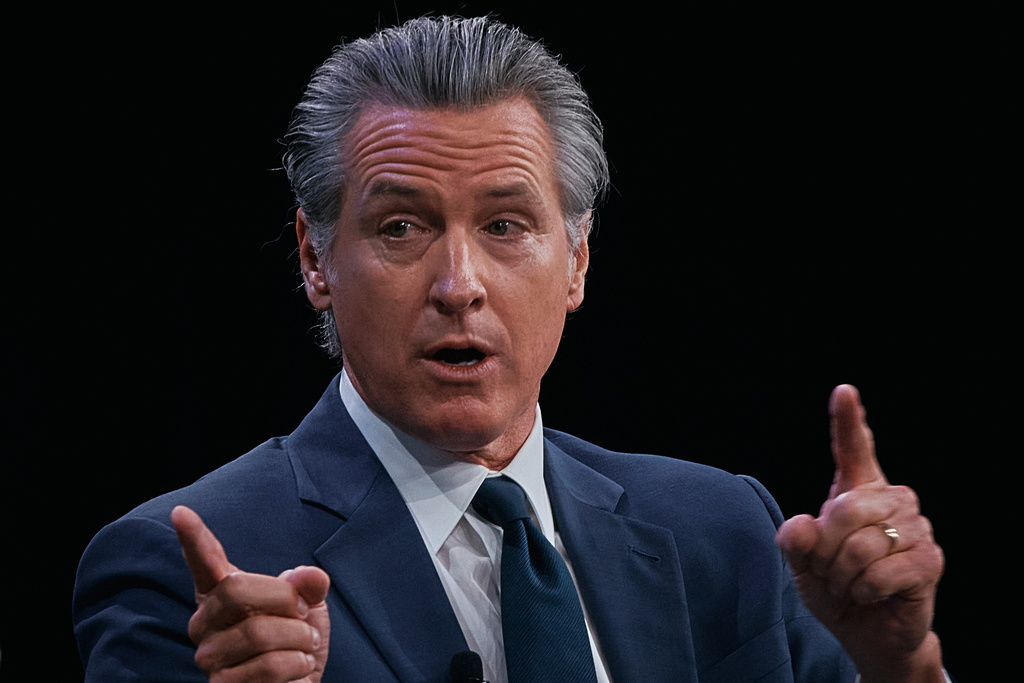 Governor of California Gavin Newsom speaks during the Clinton Global Initiative on Wednesday, Sept. 24, 2025, in New York. (AP Photo/Andres Kudacki)