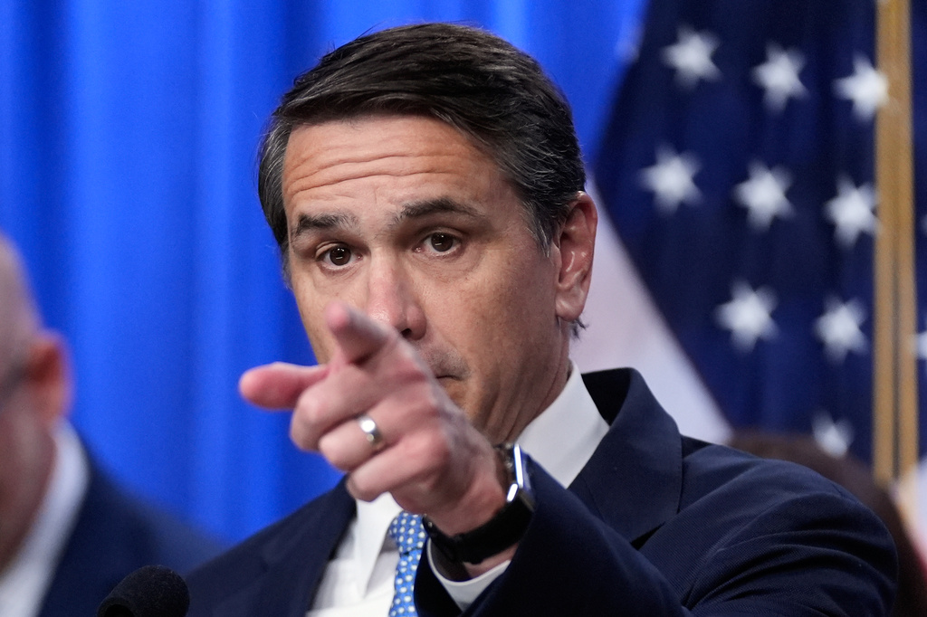 Acting Attorney General Todd Blanche speaks during a news conference on unaccompanied children at the Justice Department Thursday, June 11, 2026, in Washington. (AP Photo/Manuel Balce Ceneta)