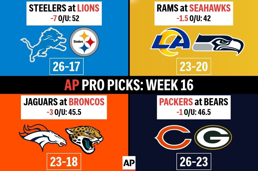 Graphic shows AP NFL picks for Week 16 of the season.
