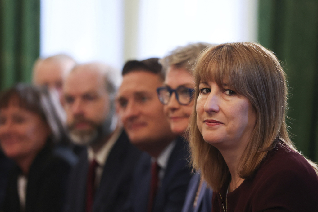 British Chancellor of the Exchequer Rachel Reeves looks on during a cabinet meeting at 10 Downing Street, in London, Tuesday Sept. 9, 2025. (Toby Melville/Pool Photo via AP)