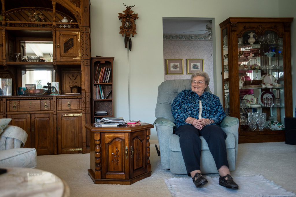 Gretna Van Fleet smiles during an interview at her home in Frankenmuth, Mich, Monday, Jan. 14, 2019. (Kaytie Boomer/Saginaw News via AP)