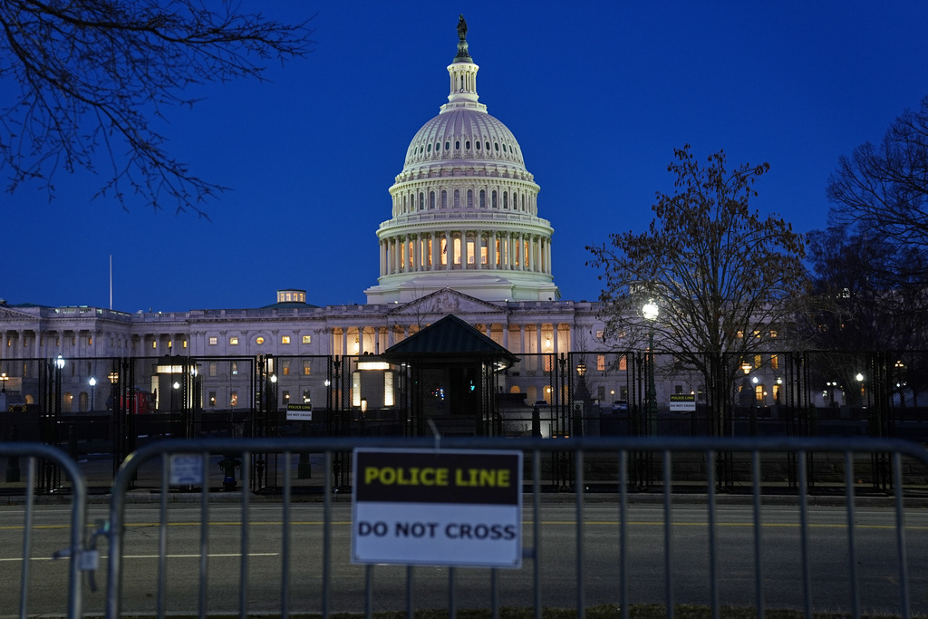 Shown is the U.S. Capitol in Washington, Tuesday, Feb. 24, 2026, ahead of President Donald Trump's State of the Union address Tuesday. (AP Photo/Matt Rourke)