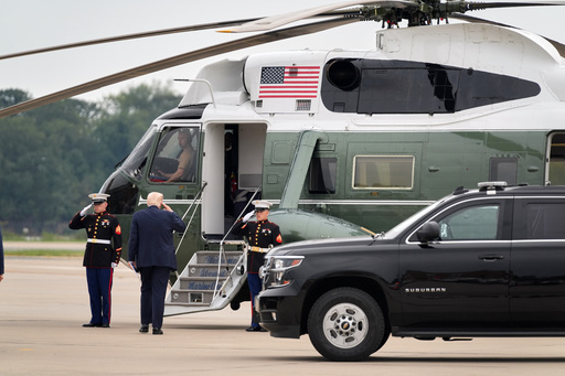 President Donald Trump boards Marine One after speaking to a gathering of top U.S. military commanders at Marine Corps Base Quantico, Tuesday, Sept. 30, 2025, in Quantico, Va. (AP Photo/Evan Vucci) President Donald Trump boards Marine One after speaking to a gathering of top U.S. military commanders at Marine Corps Base Quantico, Tuesday, Sept. 30, 2025, in Quantico, Va. (AP Photo/Evan Vucci)