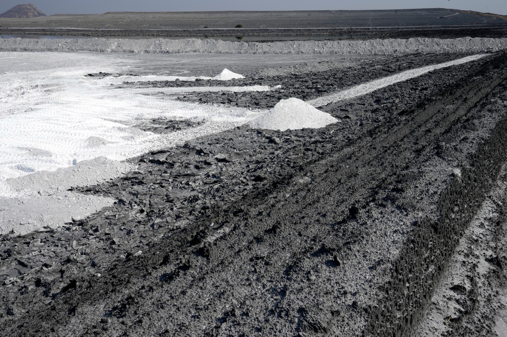 Phosphogypsum stacks in Phalaborwa, South Africa, Monday, Sept. 8, 2025. (AP Photo/Themba Hadebe)