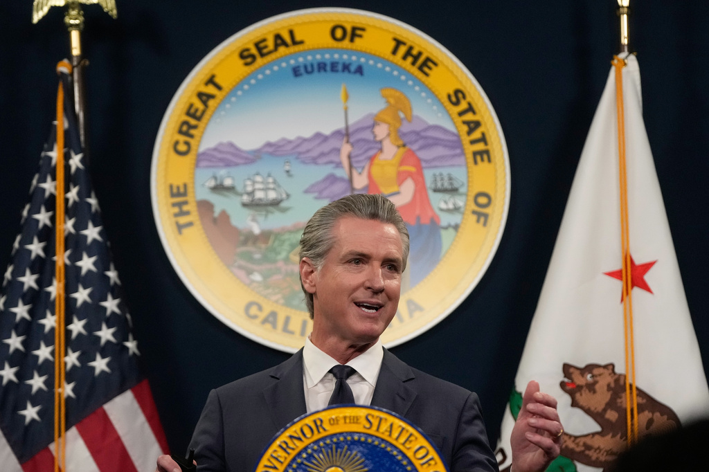 Gov. Gavin Newsom speaks about his state budget proposal Thursday, May 14, 2026, in Sacramento, Calif. (AP Photo/Jeff Chiu)
