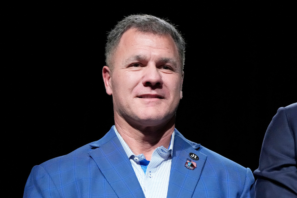 Adam Vinatieri smiles after being announced for the Pro Football Hall of Fame class of 2026 during football's NFL Honors award show in San Francisco, Thursday, Feb. 5, 2026. (AP Photo/Brynn Anderson)