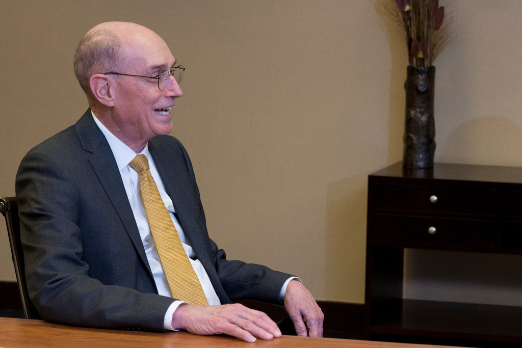 Church of Jesus Christ of Latter-day Saints President Henry Eyring attends a meeting with President Barack Obama on Thursday, April 2, 2015, in Salt Lake City. (AP Photo/Carolyn Kaster, File)
