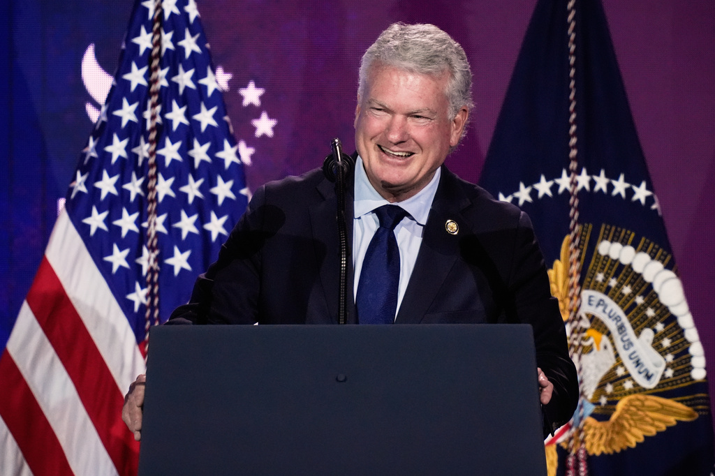 Rep. Mike Collins, R-Ga., speaks to the Faith & Freedom Coalition, a gathering of conservative Christian activists and leaders, Friday, June 26, 2026, in Washington. (AP Photo/Manuel Balce Ceneta)
