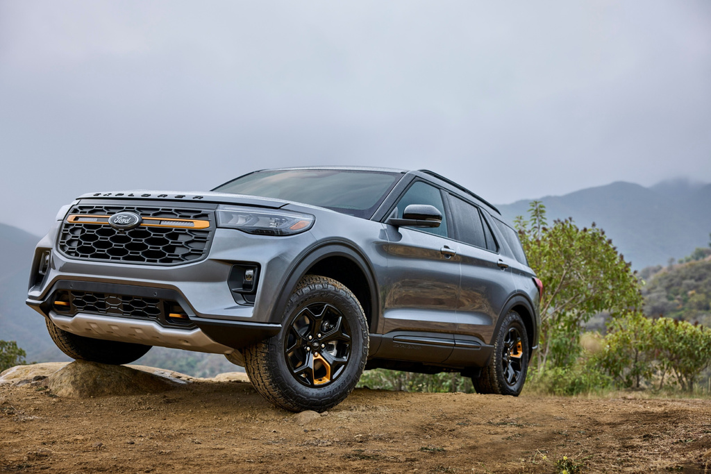 This photo provided by Ford shows the 2026 Explorer. Ford's venerable three-row SUV is available in a new off-road-oriented Tremor trim this year. (Courtesy of Ford Motor Co. via AP)