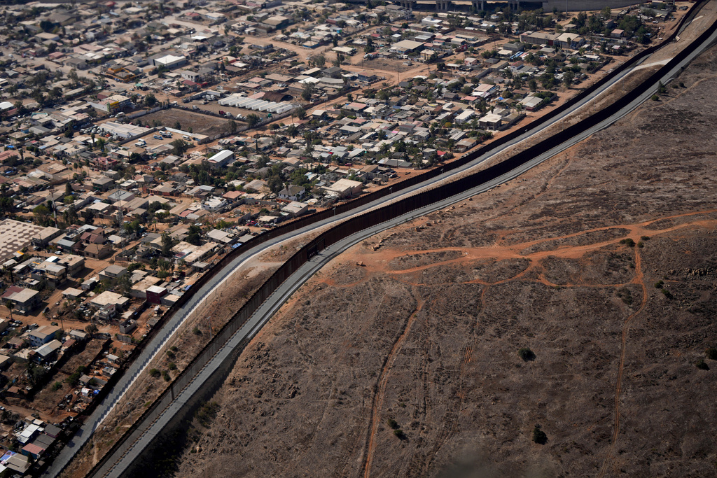 FILE - The U.S. Border with Mexico is seen in an aerial view Jan. 31, 2025, near San Diego. (AP Photo/Jae C. Hong, File)