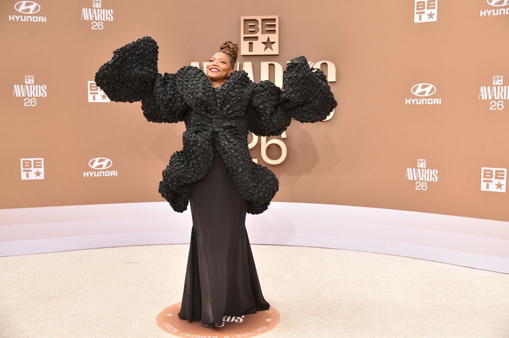 Queen Latifah arrives at the BET Awards on Sunday, June 28, 2026, at the Peacock Theater in Los Angeles. (Photo by Richard Shotwell/Invision/AP)