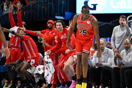 Chicago Bulls forward Jalen Smith (25) reacts after making a 3-pointer during the second half of an NBA basketball game against the Orlando Magic, Saturday, Oct. 25, 2025, in Orlando, Fla. (AP Photo/Phelan M. Ebenhack) Chicago Bulls forward Jalen Smith (25) reacts after making a 3-pointer during the second half of an NBA basketball game against the Orlando Magic, Saturday, Oct. 25, 2025, in Orlando, Fla. (AP Photo/Phelan M. Ebenhack)