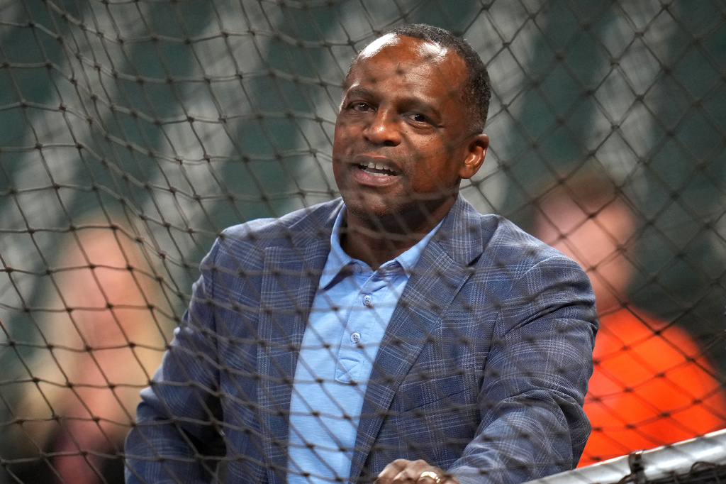 FILE - Houston Astros general manager Dana Brown during batting practice before a baseball game, Monday, July 20, 2026, in Houston. (AP Photo/Karen Warren, File)