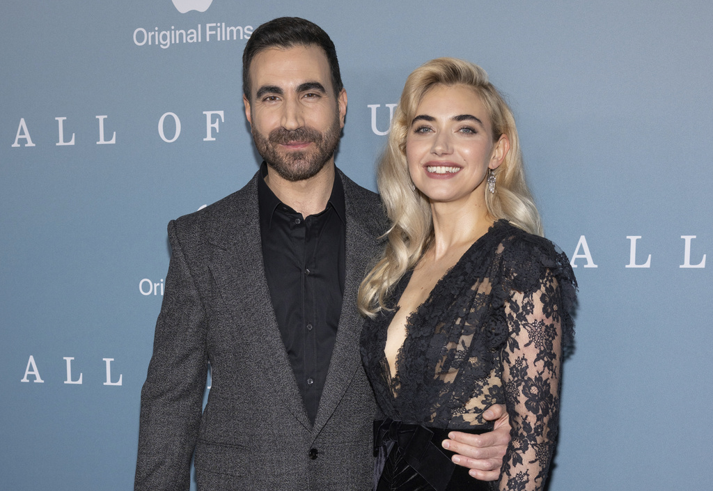 Brett Goldstein, left, and Imogen Poots attend the Apple Original Film premiere of "All of You" at The Whitby on Wednesday, Sept. 17, 2025, in New York. (Photo by CJ Rivera/Invision/AP)
