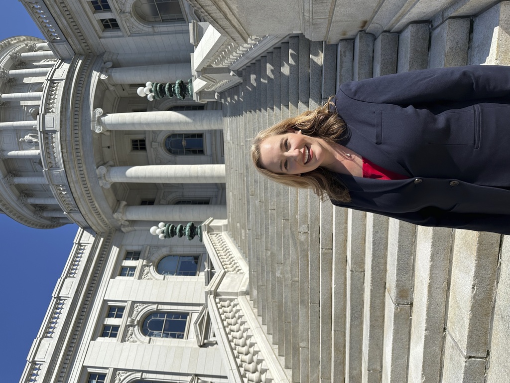 State Sen. Kelda Roys poses for a photo outside of the Wisconsin state Capitol after launching her campaign for governor on Monday, Sept. 15, 2026, in Madison, Wis. (AP Photo/Scott Bauer)