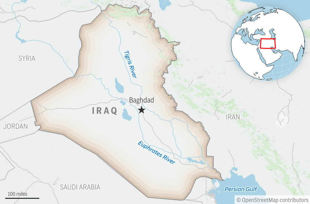 This is a locator map for Iraq with its capital, Baghdad. (AP Photo)